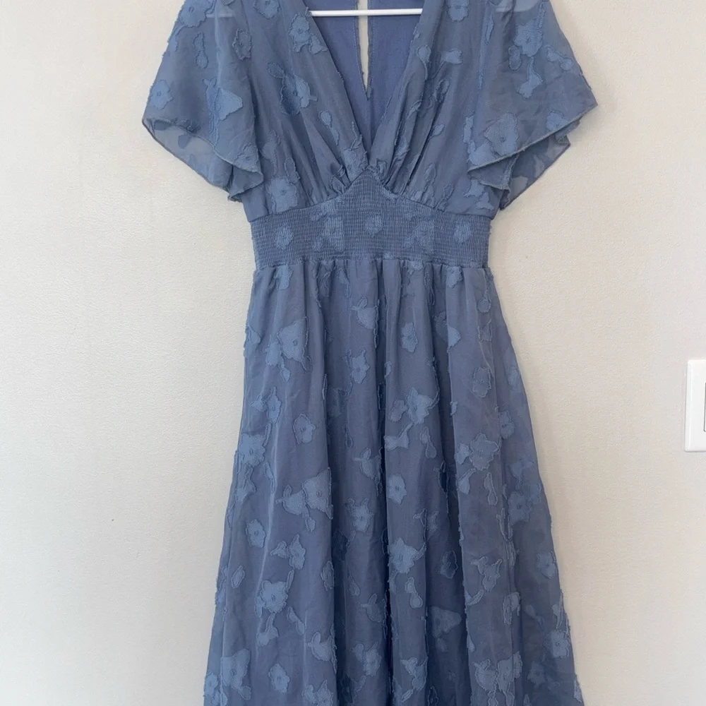 Baltic Born Dusty Blue Midi Dress - Picture 1 of 3